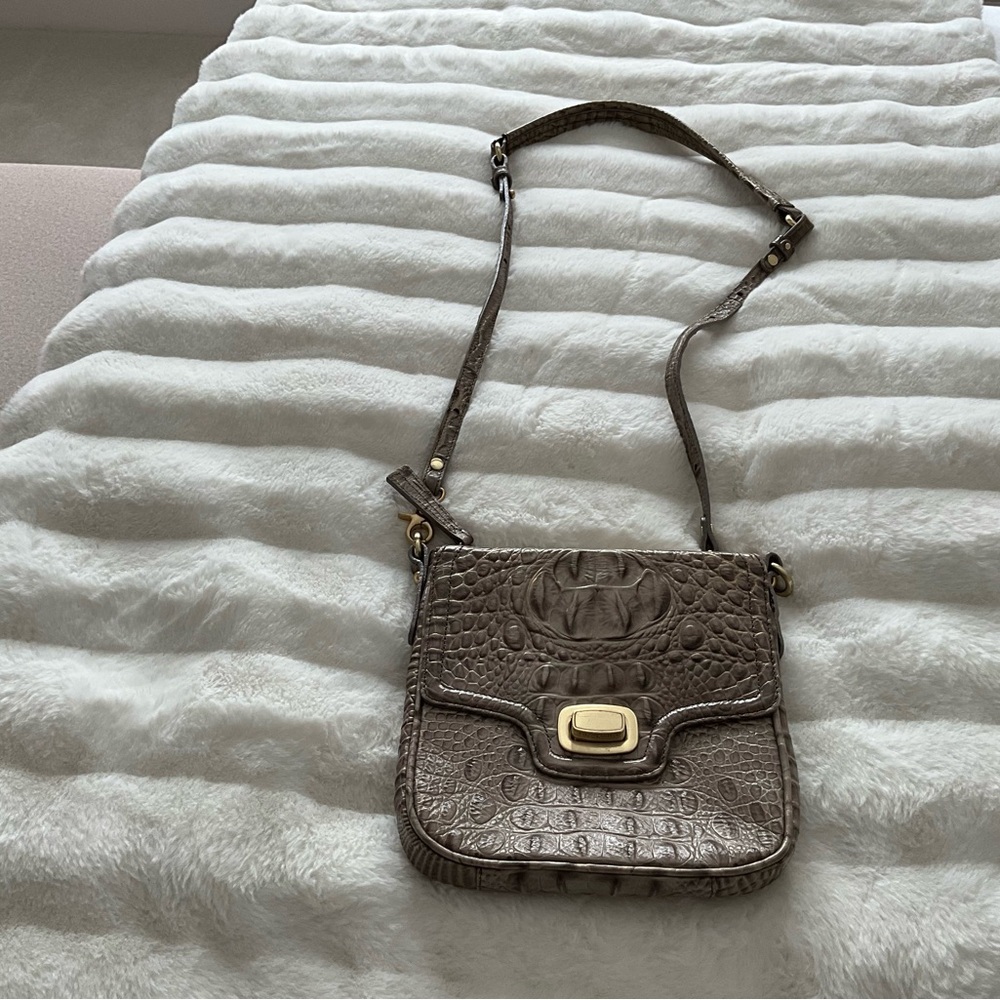 Brahmin Brown Crocodile-Embossed Crossbody Bag